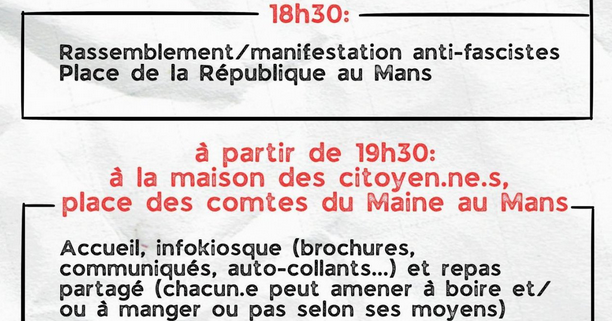 Manifestation et ciné-discussions anti-fascistes le 5 Juin au Mans