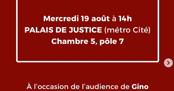 19/08 : Appel à soutien pour Gino