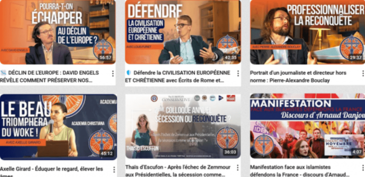 Échantillon de vidéos diffusées sur la chaîne d'Academia Christiana.